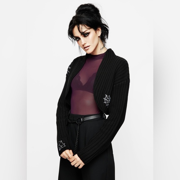 Disturbia Sweaters - Disturbia Catch Feelings Embroidered Knit Bolero Size S